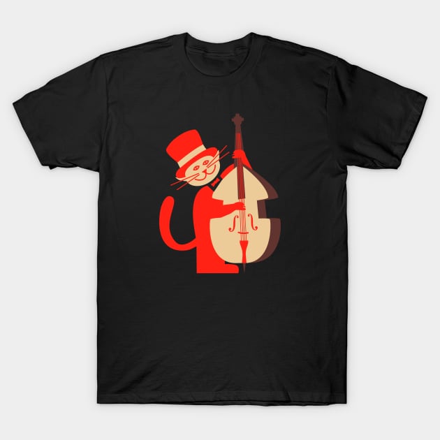 Cat Playing Bass T-Shirt by jazzworldquest